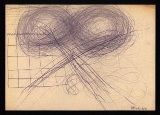 Sketches of objects/Hand relaxation exercise - Hana Erika Karplusová (1930-1944), Undated (1943-1944), Graphite on paper, 20,5 x 32,5 cm, Signed UM: Hana Karplus, 13 Jahre, C III 104, 1. Stunde. Provenance: Created during the drawing classes in the Terezín Ghetto organized between 1943 and 1944 by the painter and teacher Friedl Dicker-Brandeis (1898–1944); in the Jewish Museum in Prague’s collection since 1945. Acc. No. JMP 163.056r/163.056v