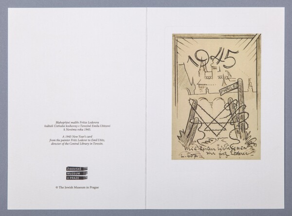 New Year card w/ envelope - Painter Fritz Lederer New Year card