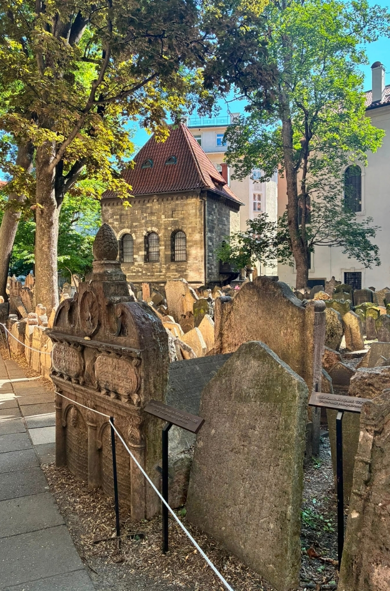 Historic tombstones in the Old Jewish Cemetery in Prague